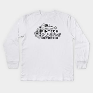Fintech Word black Vector Kids Long Sleeve T-Shirt